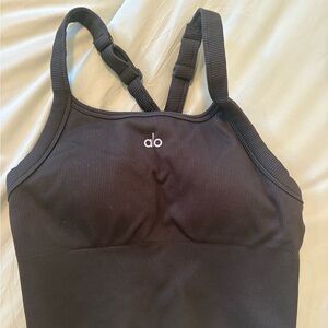 Alo Black Ribbed Tank Top